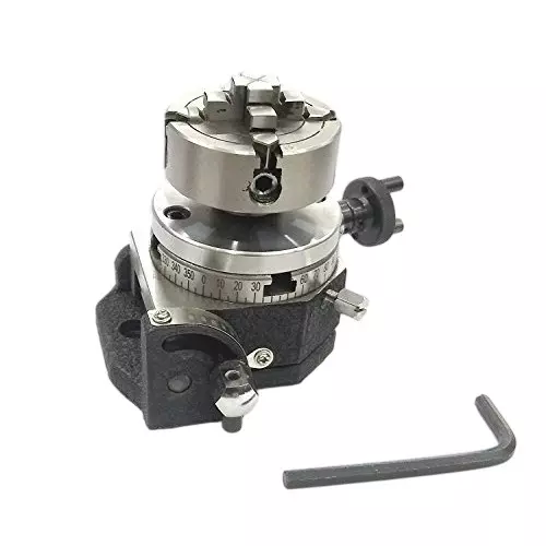 A.D INTERNATIONAL Tilting Rotary Table Diameter 3 inch (75 mm) with 70 mm 4 Jaw Independent Chuck, Back Plates and T Nuts, 3W-IMV4-QCRJ