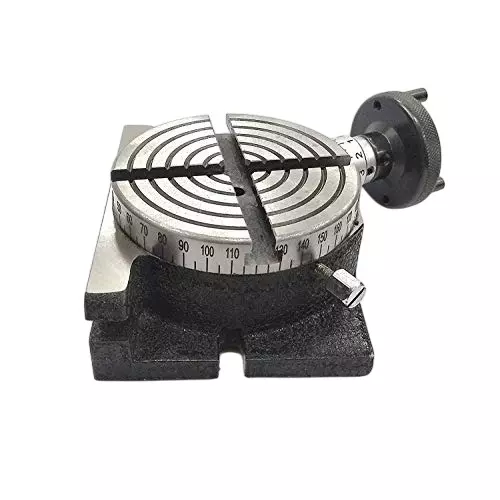 A.D INTERNATIONAL Rotary Table Diameter 4 inch (100 mm) with Small 70 mm 4 Jaw Chuck, Back Plate and T Nuts, XD-P9HA-WJJN