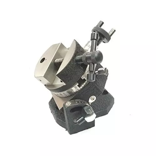 Assorts Tilting Rotary Table 80 mm (3 Inch) with 65 mm 3 Jaws Self Centering Chuck With Back Plate, ER16, Round Vice & M6 Clamp Kit