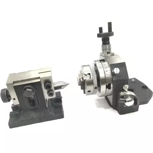 Assorts Tilting Rotary Table 80 mm (3 Inch) with 65 mm 3 Jaws With Back Plate, ER16, Round Vice, M6 Clamp Kit & Tailstock