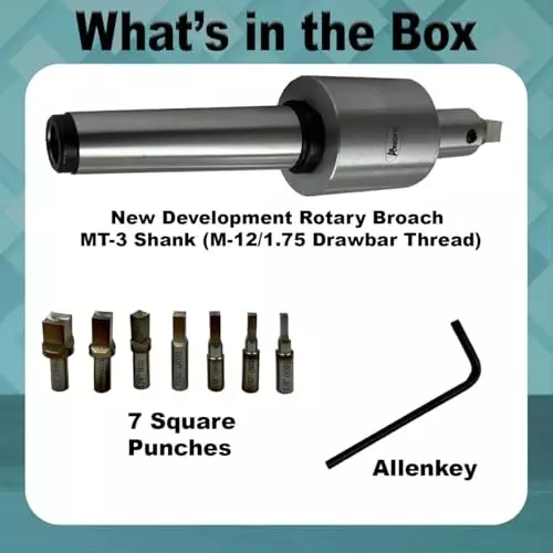 Assorts Precision Rotary Broach Set 3MT Shank M12x1.75 mm Drawbar Size for Lathe Metalworking