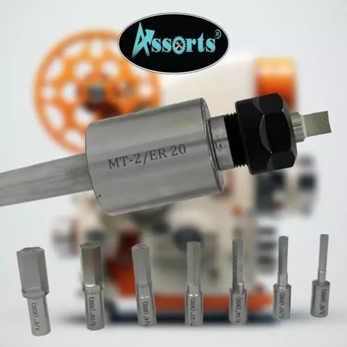 Assorts Rotary Broach Kit Tool Steel ER-20 Adapter MT2 Shank with 7-Piece Hex Broach Set