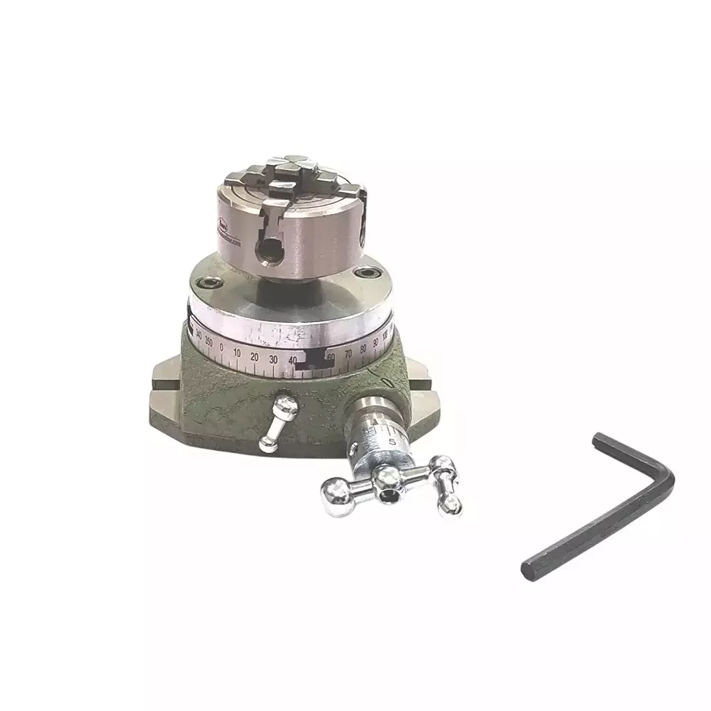 Buyohlic International Watchmaker's Rotary Table Diameter 2.75 inch (72 mm) and 2 Slot Base With 50 mm 4 Jaw Independent Chuck and Backplate, 3K-48YJ-VJID