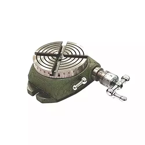 Buyohlic International Watchmaker's Rotary Table Diameter 2.75 inch (72 mm) and 2 Slot Base With 50 mm 4 Jaw Independent Chuck and Backplate, 3K-48YJ-VJID