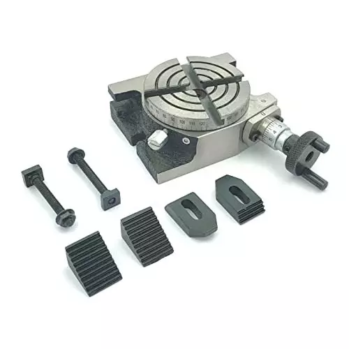 A.D INTERNATIONAL Rotary Table Size 3 inch (80 mm) with M6 Clamp Kit for Milling Machine, 4V-JVFV-Z78I