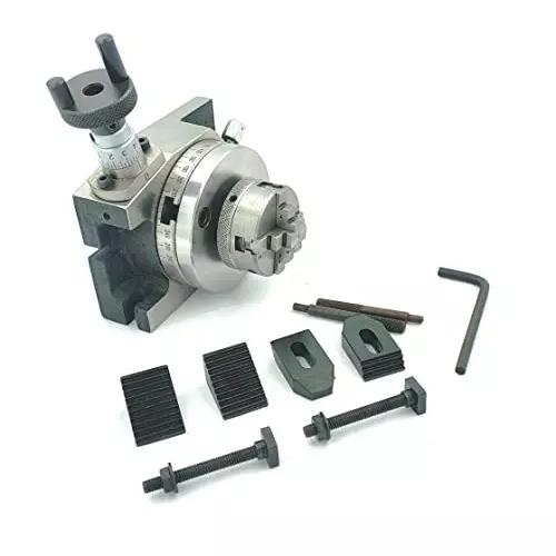 Assorts Low Profile Milling Rotary Table 80 mm (3 Inch) with Back Plate & M6 Clamp Kits 50 mm 4 Jaws