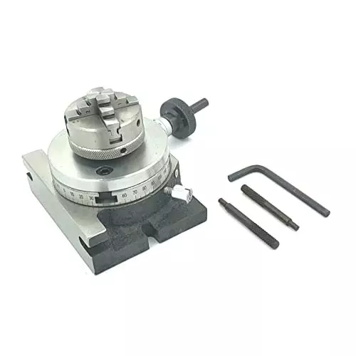 Assorts Low Profile Milling Rotary Table 80 mm (3 Inch) with Back Plate & M6 Clamp Kits 50 mm 4 Jaws