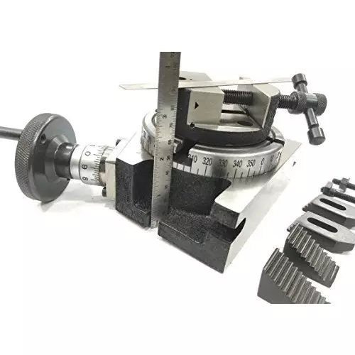 Assorts Quality Precision Rotary Table 100 mm (4 Inch) with Tailstock, M6 Clamp Kit & Round Vice/Vise (with 80 mm Round Vice)