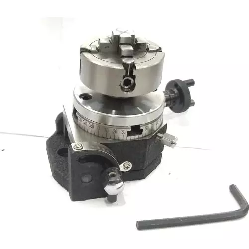 Assorts Tilting Rotary Table 80 mm (3 Inch) with 70 mm 4 Jaw Independent Chuck, Suitable Back Plate & T Nuts Bolts & M6 Clamp Kit