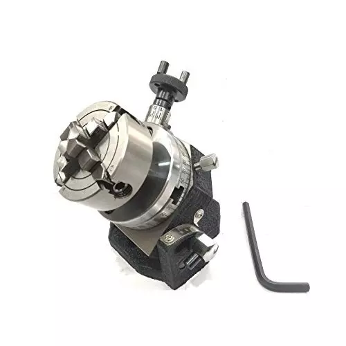 Assorts Tilting Rotary Table 80 mm (3 Inch) with Round Vice, ER16 Collet Adaptor, Tailstock & Chuck W/Back Plate + Fixing T Nut Bolts (With 70 mm 4 Jaws)