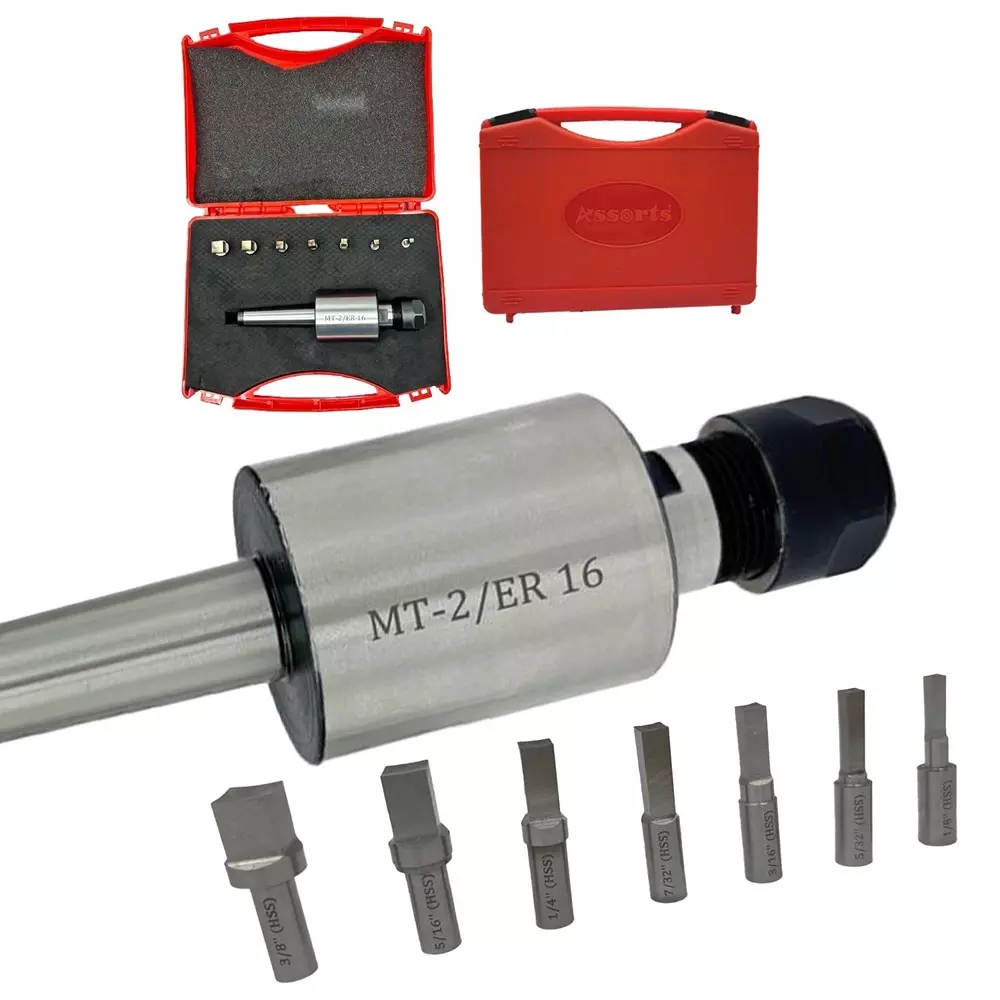 Assorts Rotary Broach Set ER16 Adapter Teng Style 2MT for Lathe Metalworking