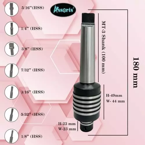Assorts Rotary Broach Set ER16 Adapter Teng Style 2MT for Lathe Metalworking