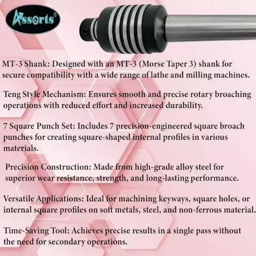 Assorts Rotary Broach Set ER16 Adapter Teng Style 2MT for Lathe Metalworking