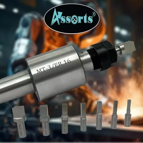 Assorts Rotary Broach Set ER16 Adapter 2MT 9.52x7.93x6.35x5.55x4.76x3.96x3.17 mm for Lathe Metalworking