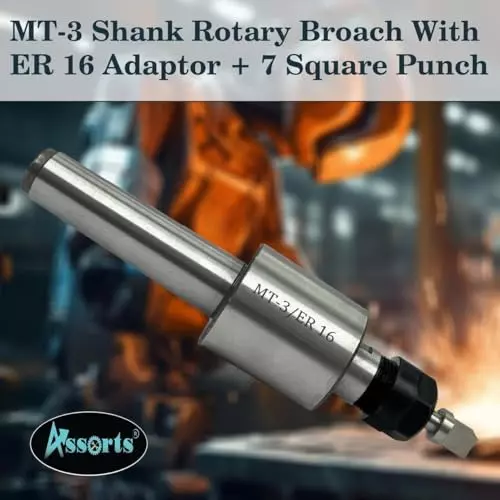 Assorts Rotary Broach Set ER16 Adapter 2MT 9.52x7.93x6.35x5.55x4.76x3.96x3.17 mm for Lathe Metalworking