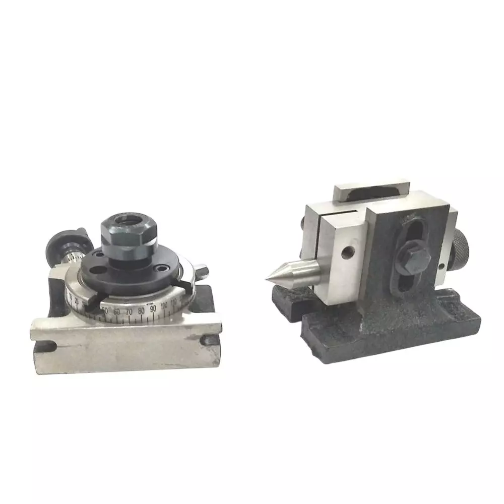 Assorts Cast Iron & Tool Steel Rotary Table ER20 Collet Adaptor 80 mm (3 Inch) with Suitable Tailstock 3 & 4 Slots