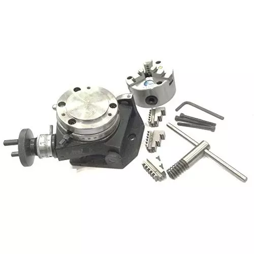 Assorts Tilting Rotary Table 100 mm (4 Inch) 2MT 100 mm Self Centering Chuck & Dividing Plate 3 Jaws