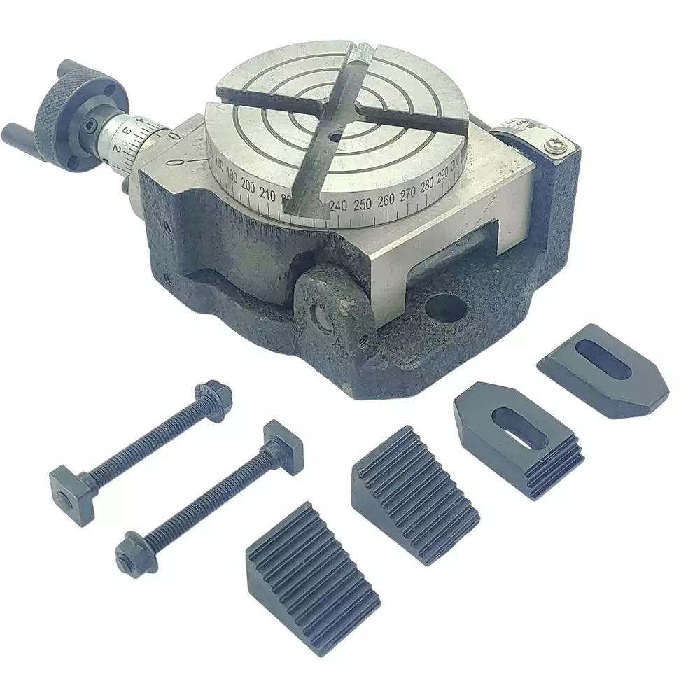 Assorts Tilting Rotary Table 80 mm (3 Inch) with M6 Clamp Kit Setfor Milling Machine