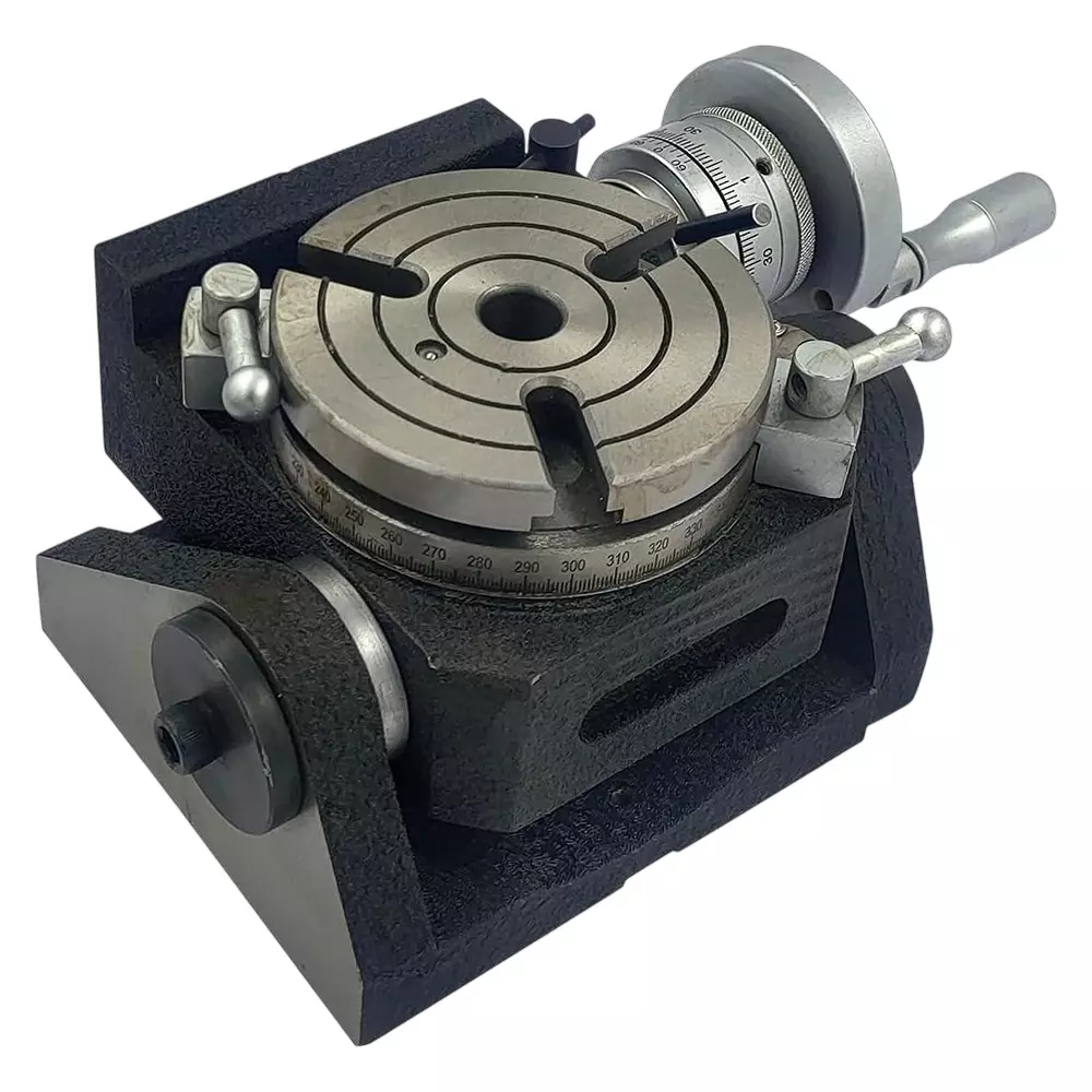 A.D INTERNATIONAL Rotary Milling Table 3 Slot Tilting Horizontal Vertical 4 inch (110 mm) Table Diameter and MT2 Centre Bore, 20-RT-501