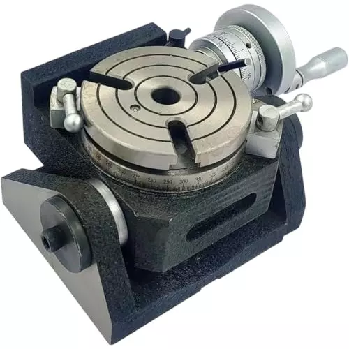 A.D INTERNATIONAL Rotary Milling Table 3 Slot Tilting Horizontal Vertical 4 inch (110 mm) Table Diameter and MT2 Centre Bore, 20-RT-501