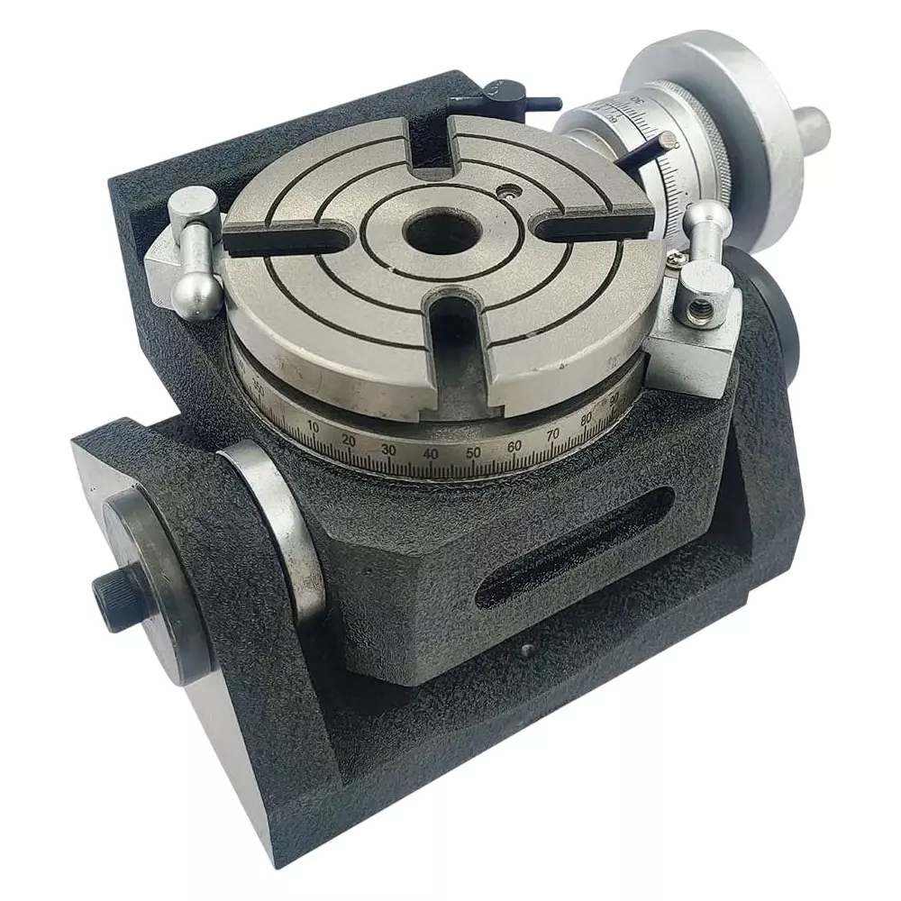 A.D INTERNATIONAL Rotary Milling Table 4 Slot Tilting Horizontal Vertical 4 inch (110 mm) Table Diameter and MT2 Centre Bore, 20-RT-501