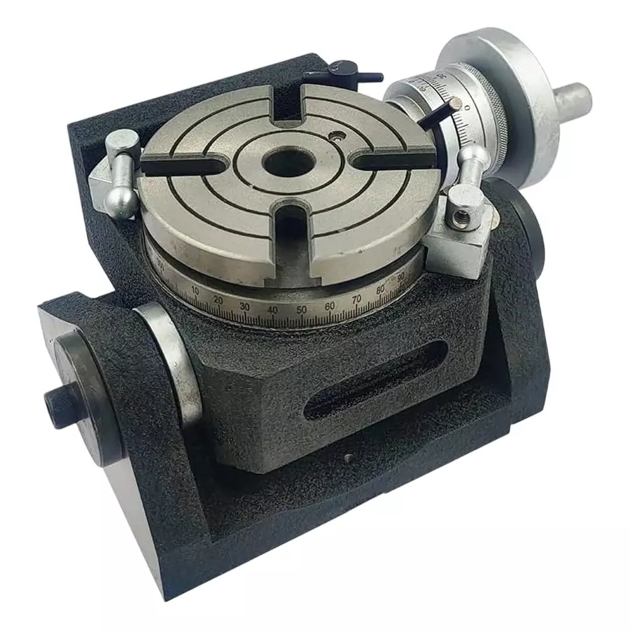 A.D INTERNATIONAL Rotary Milling Table 4 Slot Tilting Horizontal Vertical 4 inch (110 mm) Table Diameter and MT2 Centre Bore, 20-RT-501