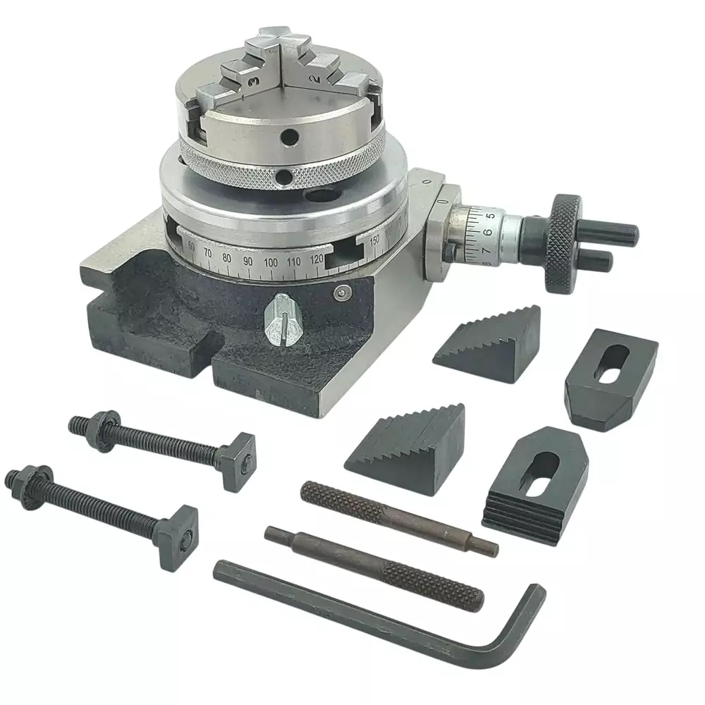 Assorts Low Profile Milling Rotary Table 80 mm (3 Inch) with Back Plate & M6 Clamp Kits 65 mm 3 Jaws