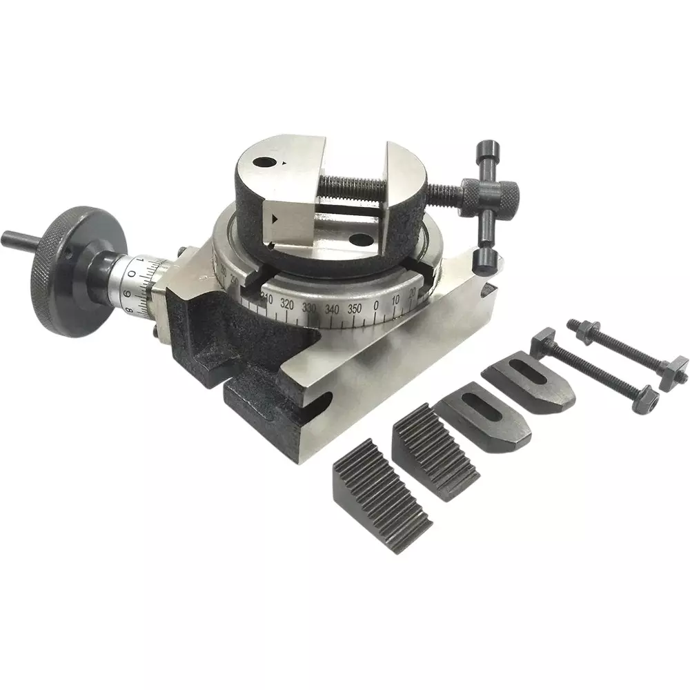 Assorts Quality Precision Rotary Table 100 mm (4 Inch) with M6 Clamp Kit & Round Vice/Vise