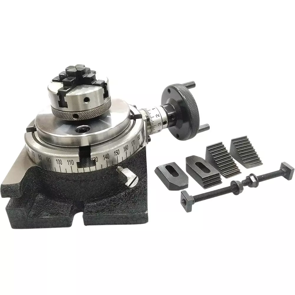 Assorts Quality Precision Rotary Table 100 mm (4 Inch) with M6 Clamp Kit & Small Chuck