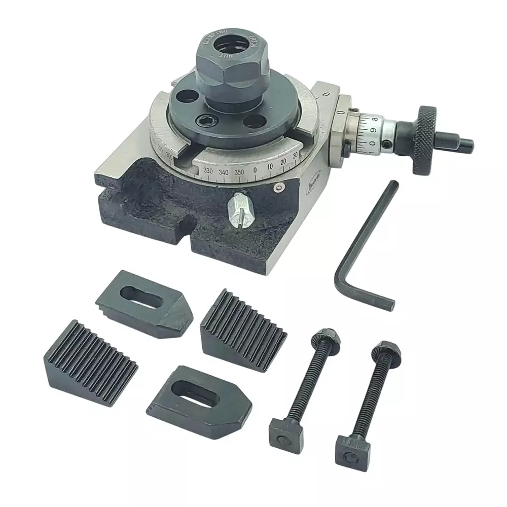 Assorts Regular Rotary Table 80 mm (3 Inch) with ER 20 Collet Adaptor with M6 Clamp Kit