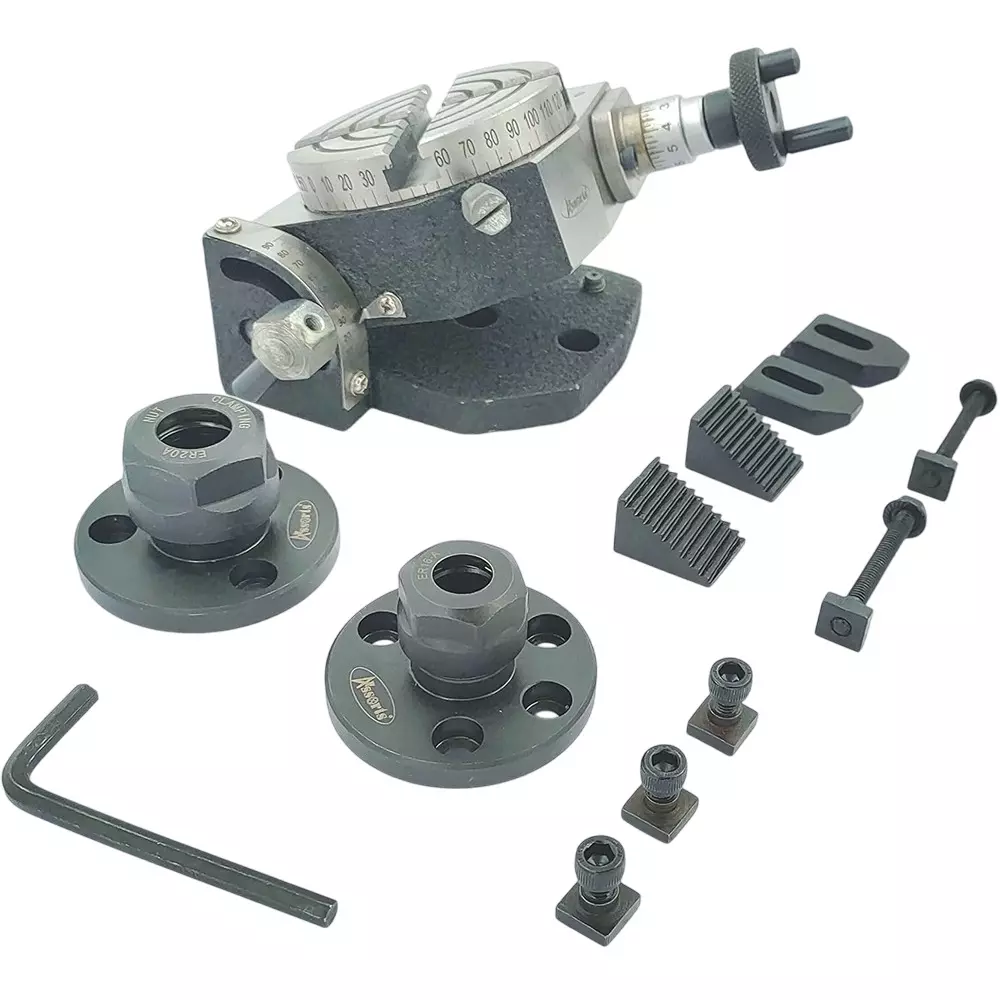 Assorts Tilting Rotary Table 80 mm (3 Inch) with ER16 & 20 Collet Adaptor with M6 Clamp Kit