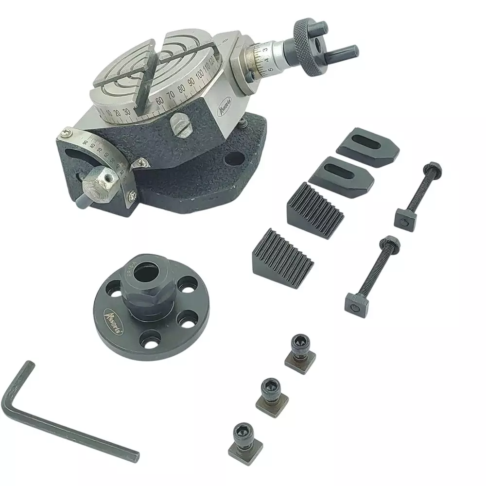 Assorts Tilting Rotary Table 80 mm (3 Inch) with ER16 Collet Adaptor with M6 Clamp Kit