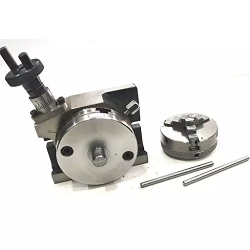Assorts Rotary Table 80 mm (3 Inch) with ER20 Collet Adaptor, M6 Clamp Kit, Round Vice, A Suitable Tailstock & Small Chuck (With 65 mm 3 Jaw)