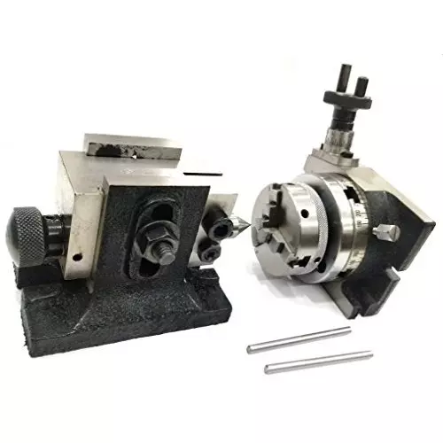 Assorts Rotary Table 80 mm (3 Inch) with ER20 Collet Adaptor, M6 Clamp Kit, Round Vice, A Suitable Tailstock & Small Chuck (With 65 mm 3 Jaw)