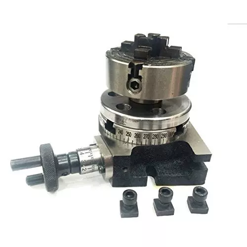 Assorts Cast Iron & Tool Steel Rotary Table 75 mm (3 Inch) 4 Slots 70 mm Independent Chuck 4 Jaws