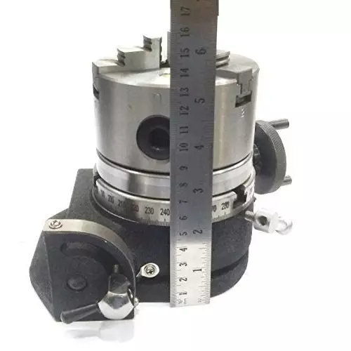 Assorts Tilting Rotary Table 100 mm (4 Inch) 2MT with 100 mm Self Centering Chuck, Dividing Plate, Clamp Kit & Tailstock