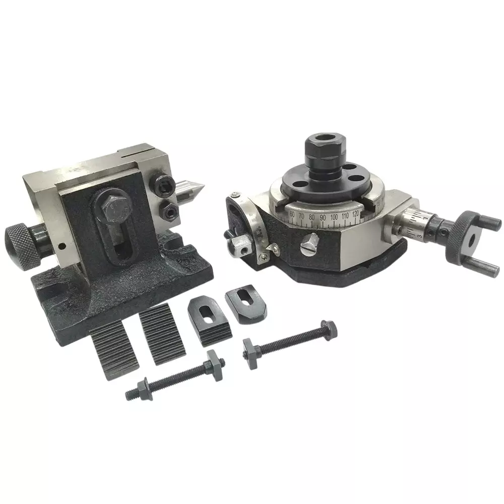 Assorts Tilt Rotary Milling Machine Index Table 80 mm (3 Inch) with M6 Clamp Kit, ER Collet Adapter