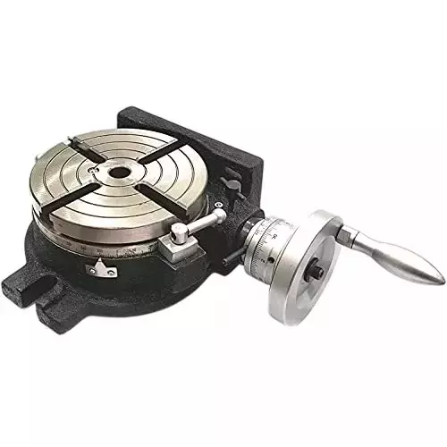 Buyohlic International HV6 Rotary Table Horizontal Vertical with 6 inch (150 mm) Table Diameter 125 mm 4 Jaw Self Centering Chuck with Reversible Jaws, 75-DX2V-X93C