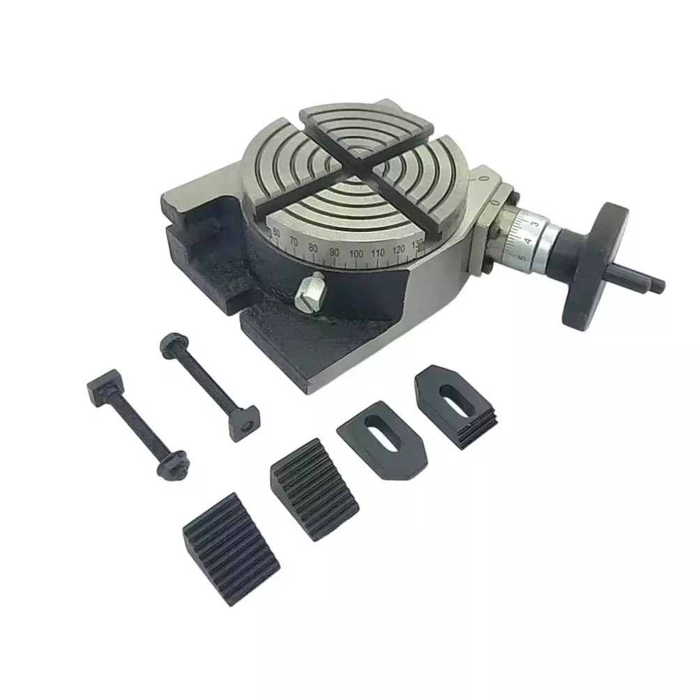 Buyohlic International Rotary Table Diameter 4 inch (100 mm) Regular and 4 Slots with M6 Clamp Kit for Milling Machine, 8N-VT00-Y160