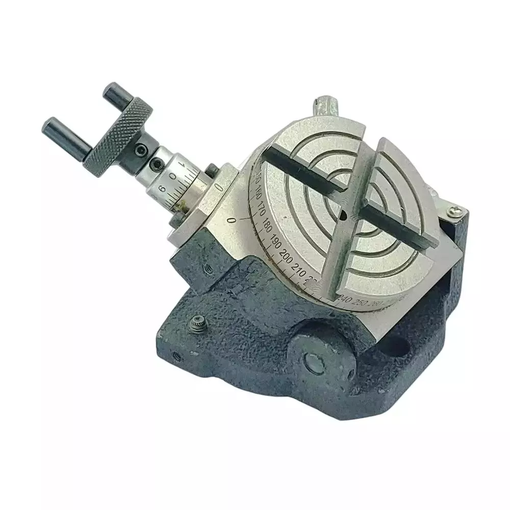 Buyohlic International Rotary Table in Black Color Cast Iron Body with 3 Slots 80 mm Table Diameter and 100 x 105 mm Base Size, 73-1WW9-JRLV