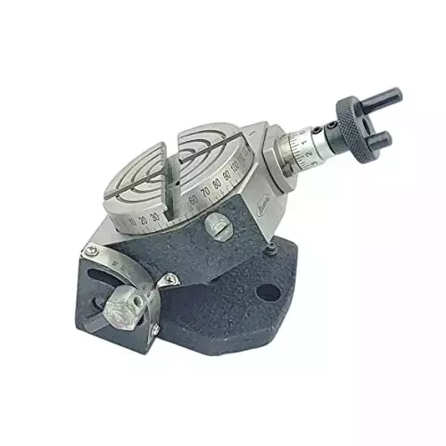 Buyohlic International Rotary Table in Black Color Cast Iron Body with 3 Slots 80 mm Table Diameter and 100 x 105 mm Base Size, 73-1WW9-JRLV