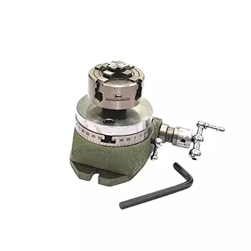 A.D INTERNATIONAL Watchmaker's Rotary Table Diameter 2.75 inch (72 mm) and 2 Slot Base With 50 mm 4 Jaw Independent Chuck and Backplate, 3K-48YJ-VJID