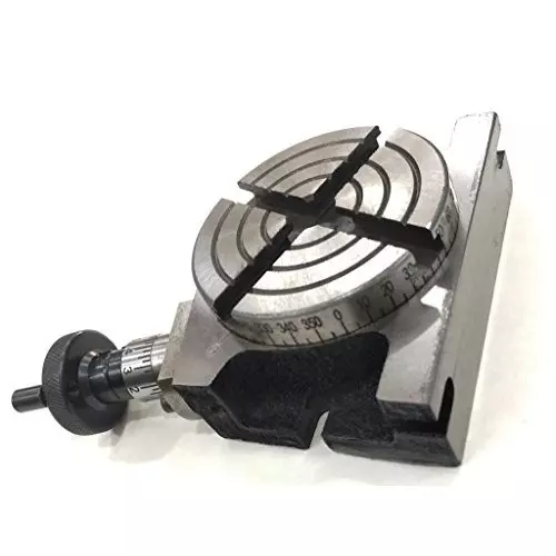 Assorts Low Profile Milling Rotary Table 80 mm (3 Inch) 50 mm 4 Jaws with Back Plate & Fixing T Nuts