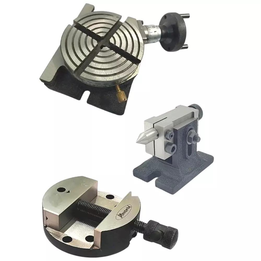 Assorts Precision Rotary Table 100 mm (4 Inch) with Tailstock, & Round Vice/Vise (with 80 mm Round Vice)