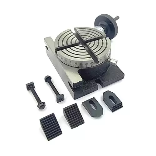 Assorts Regular Rotary Table 100 mm (4 Inch) with ER 20 Collet Adaptor with M6 Clamp Kit