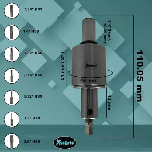 Assorts Precision Rotary Broach Set 19.05 mm (3/4 Inch) for Lathe Metalworking