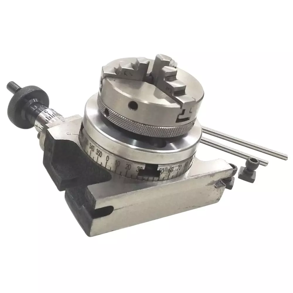 Assorts Cast Iron & Tool Steel Rotary Table 80 mm (3 Inch) M6 65 mm Self Centering Chuck 3 Jaws