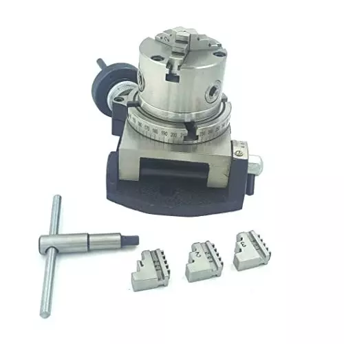 Assorts HV Regular Rotary Table Alloy Steel 4 Slots 16 mm MT-2 100 mm (4 Inch) Self Centering Chuck 80 mm 3 Jaw