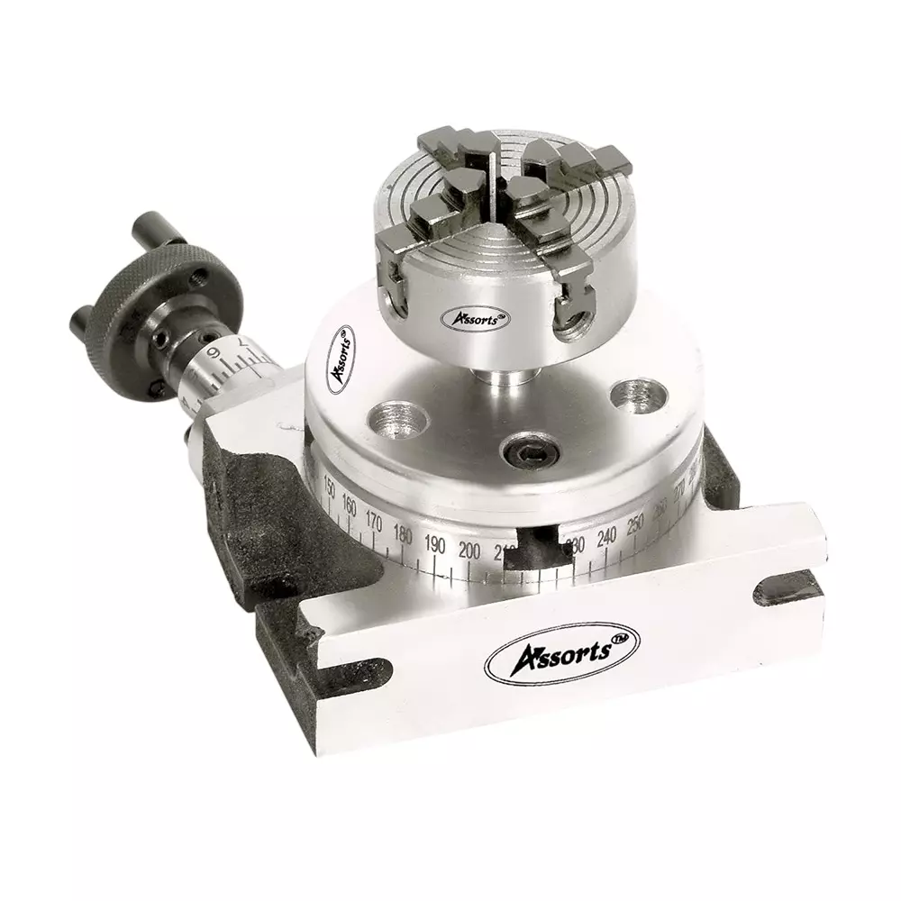 Assorts Rotary Table Alloy Steel 80 mm (3 Inch) 50 mm Independent Chuck 50 mm 4 Jaw