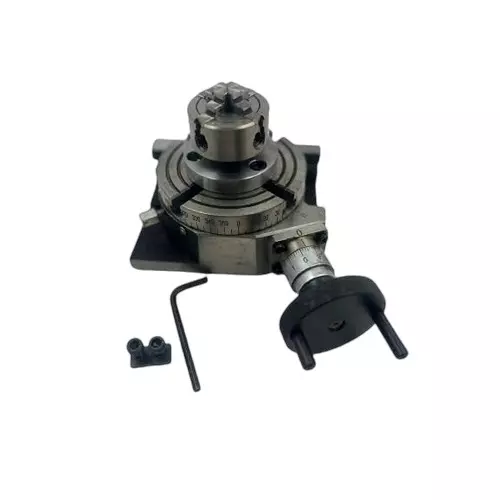 Assorts Quality Precision Rotary Table 100 mm (4 Inch) with Small Chuck & Fixing T Nut Bolts (with 50 mm 4 Jaw Independent Chuck)